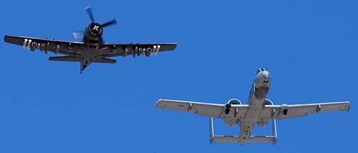 Fairchild-Republic A-10A Thunderbolt II 80-0238 of the 355th Wing and Douglas AD-4NA Skyraider NX965AD The Proud American